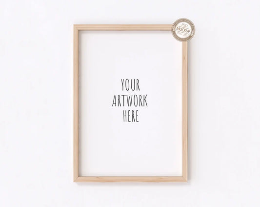 A1 A2 A3 A4 Wooden Frame Mockup,Vertical Frame on White Wall Mockup,Portrait,Neutral Empty Background,Digital Photo Mock Up